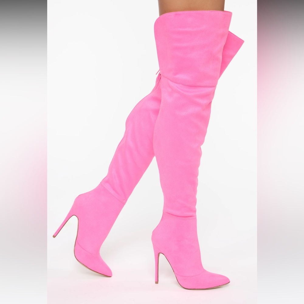 Fashion Nova Valentina Heel Boot neon pink size 7